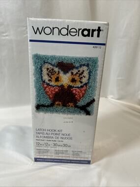 Wonderart Vtg Latch Hook Kit-Owl 12 x 12" NIB